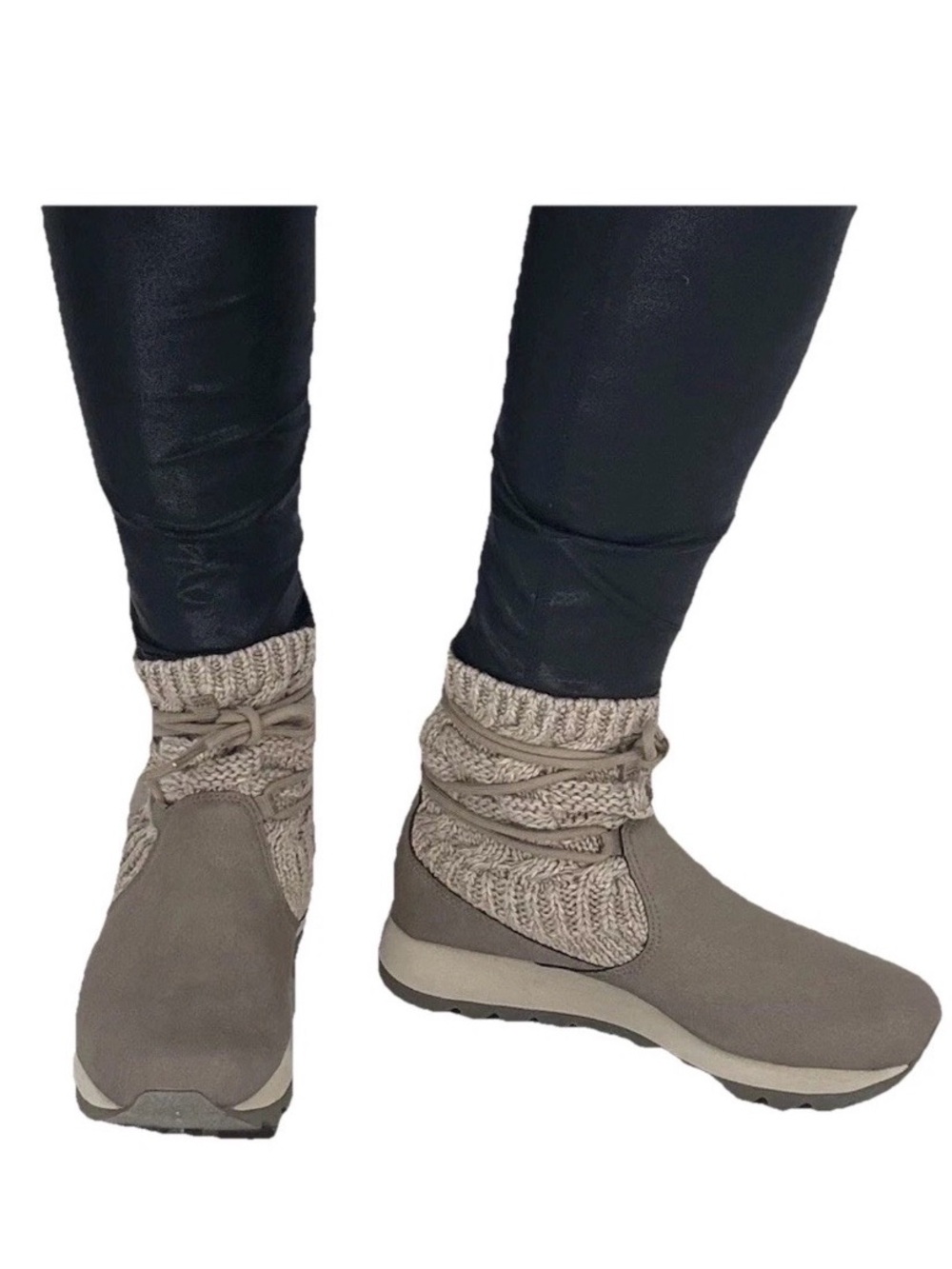 Merrell Alpine Pull On Brindle Vegan Leather Knit Snow Boots Women’s Size 7.5
